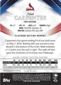 2017 Bowman Platinum - Ice #7 Matt Carpenter Back