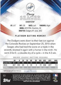 2017 Bowman Platinum - Ice #50 Corey Seager Back