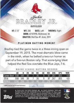 2017 Bowman Platinum - Purple #19 Jackie Bradley Jr. Back