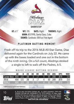 2017 Bowman Platinum - Orange #10 Aledmys Diaz Back