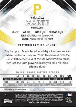 2017 Bowman Platinum - Black #16 Starling Marte Back