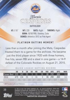 2017 Bowman Platinum - Black #38 Yoenis Cespedes Back