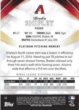 2017 Bowman Platinum - Black #39 Braden Shipley Back