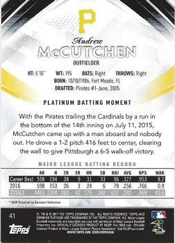 2017 Bowman Platinum - Black #41 Andrew McCutchen Back