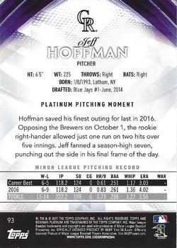 2017 Bowman Platinum - Black #93 Jeff Hoffman Back