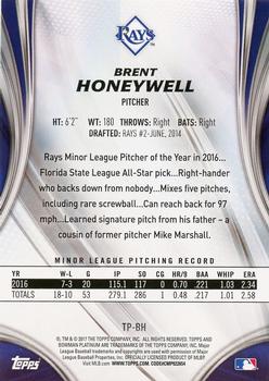2017 Bowman Platinum - Top Prospects #TP-BH Brent Honeywell Back