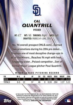 2017 Bowman Platinum - Top Prospects #TP-CQ Cal Quantrill Back