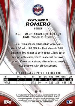 2017 Bowman Platinum - Top Prospects Ice #TP-FR Fernando Romero Back