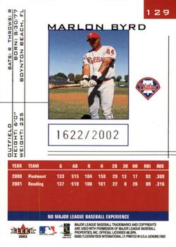 2002 Fleer Genuine #129 Marlon Byrd Back