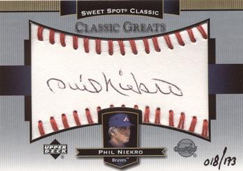 2003 Upper Deck Sweet Spot Classic - Autographs Black Ink #CG-PN Phil Niekro Front