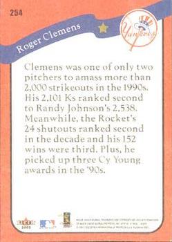 2002 Fleer Platinum #254 Roger Clemens Back