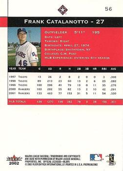 2002 Fleer Premium #56 Frank Catalanotto Back