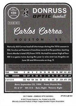 2017 Donruss Optic - Holo #100 Carlos Correa Back