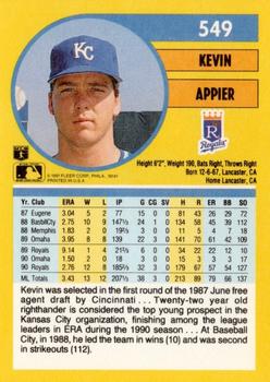 1991 Fleer #549 Kevin Appier Back