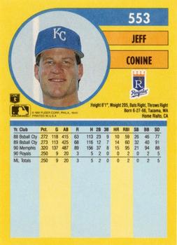 1991 Fleer #553 Jeff Conine Back
