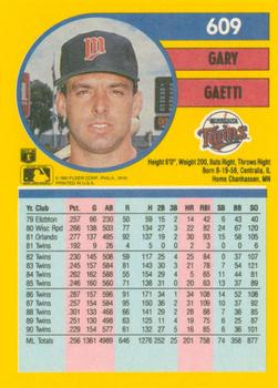 1991 Fleer #609 Gary Gaetti Back