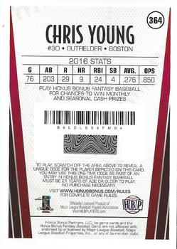 2017 Honus Bonus Fantasy Baseball - Silver Foil #364 Chris Young Back