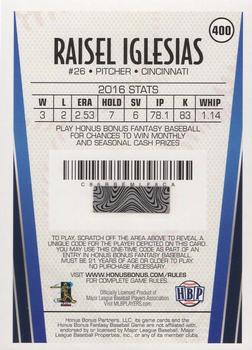 2017 Honus Bonus Fantasy Baseball - Silver Foil #400 Raisel Iglesias Back