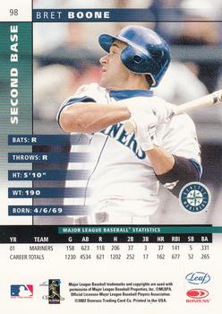 2002 Leaf #98 Bret Boone Back