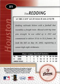 2002 Leaf Certified #51 Tim Redding Back