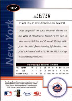 2002 Leaf Certified #102 Al Leiter Back