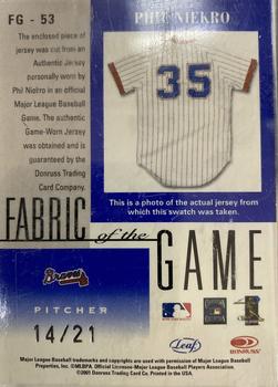 2001 Leaf Certified Materials - Fabric of the Game Century #FG-53 Phil Niekro Back