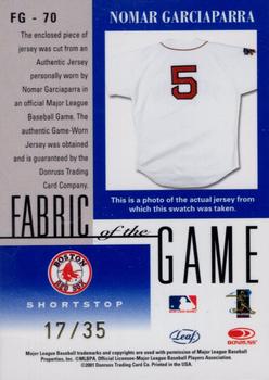 2001 Leaf Certified Materials - Fabric of the Game Season #FG-70 Nomar Garciaparra Back