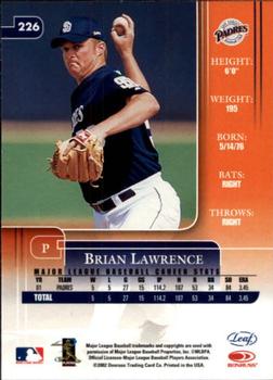 2002 Leaf Rookies & Stars #226 Brian Lawrence Back