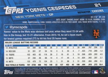 2017 Topps Chrome - Refractor #21 Yoenis Cespedes Back