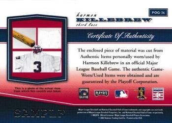 2002 Playoff Piece of the Game #POG-26 Harmon Killebrew Back