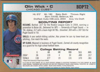 2004 Bowman Draft Picks & Prospects - Gold #BDP72 Olin Wick Back