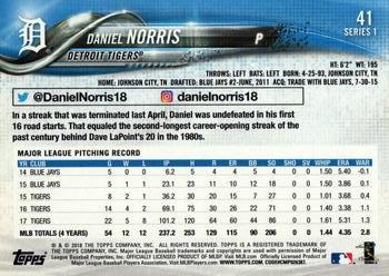 2018 Topps #41 Daniel Norris Back