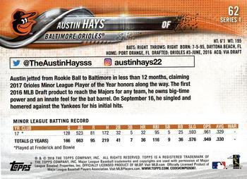 2018 Topps #62 Austin Hays Back