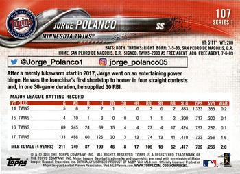 2018 Topps #107 Jorge Polanco Back