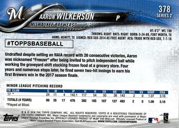 2018 Topps #378 Aaron Wilkerson Back