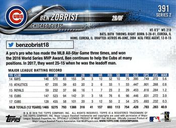 2018 Topps #391 Ben Zobrist Back