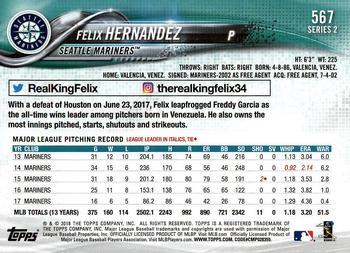 2018 Topps #567 Felix Hernandez Back