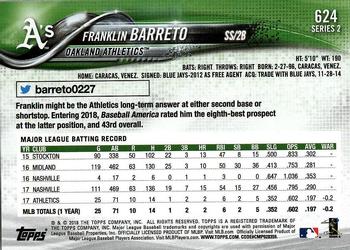 2018 Topps #624 Franklin Barreto Back