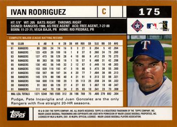 2002 Topps #175 Ivan Rodriguez Back