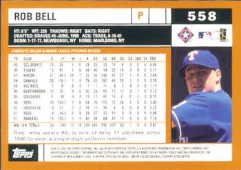 2002 Topps #558 Rob Bell Back