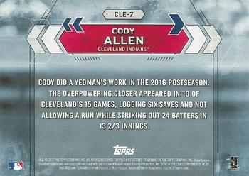 2017 Topps National Baseball Card Day - Cleveland Indians #CLE-7 Cody Allen Back