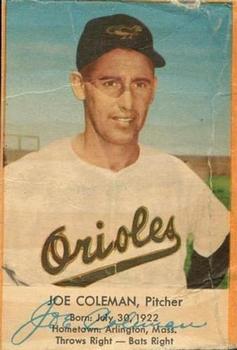 1954 EssKay Hot Dogs Baltimore Orioles #NNO Joe Coleman Front