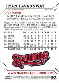 2017 Choice Nashville Sounds #15 Ryan Lavarnway Back