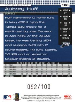 2004 Donruss - Press Proofs Blue #188 Aubrey Huff Back