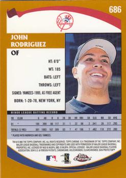 2002 Topps Chrome #686 John Rodriguez Back