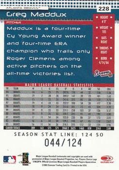 2004 Donruss - Stat Line Season #228 Greg Maddux Back