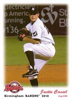 2010 Grandstand Birmingham Barons #NNO Justin Cassel Front