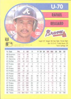 1991 Fleer Update #U-70 Rafael Belliard Back