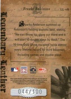 2004 Donruss Classics - Legendary Leather #LL-18 Brooks Robinson Back