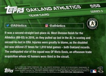 2017 Topps - All-Star Game 2017 #558 Oakland Athletics Back